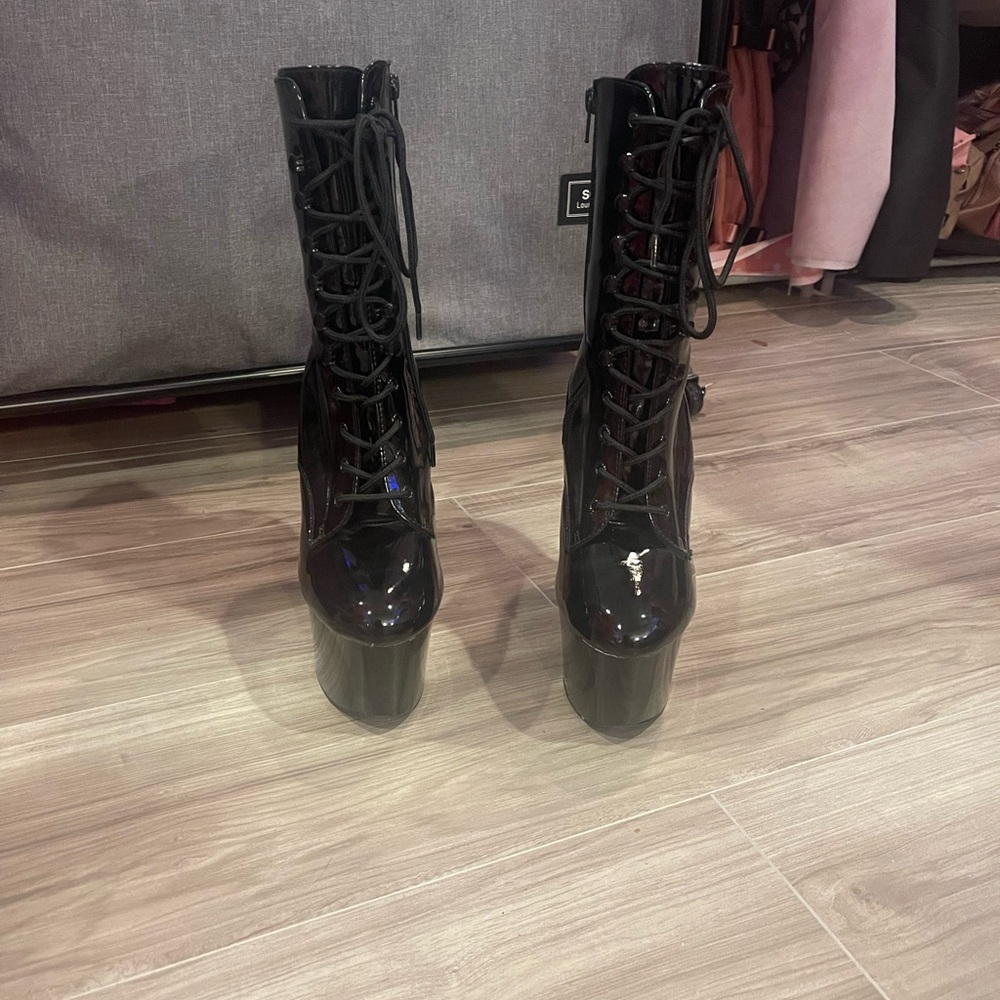 Black Platform Lace-Up Boots